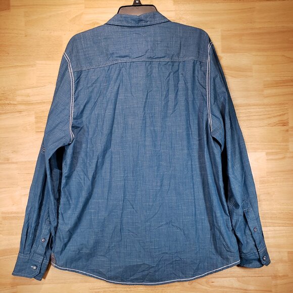 Tranquility Mayhem Men’s Denim Western Shirt XL Blue Long Sleeve Casual Button - Picture 6 of 8